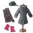 Sophia's - 18" Doll - Wool Coat, Hat, Plaid Scarf & Pink Boots - Gray