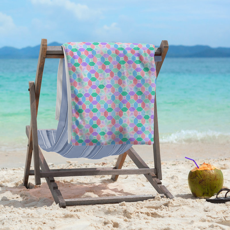 Serviette de plage vitrail, Bleu / Rose / Mauve