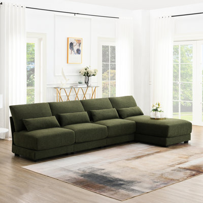 Canapé modulaire surdimensionné à siège profond avec méridienne réversible - 5 sans accoudoirs pour appartement, salon