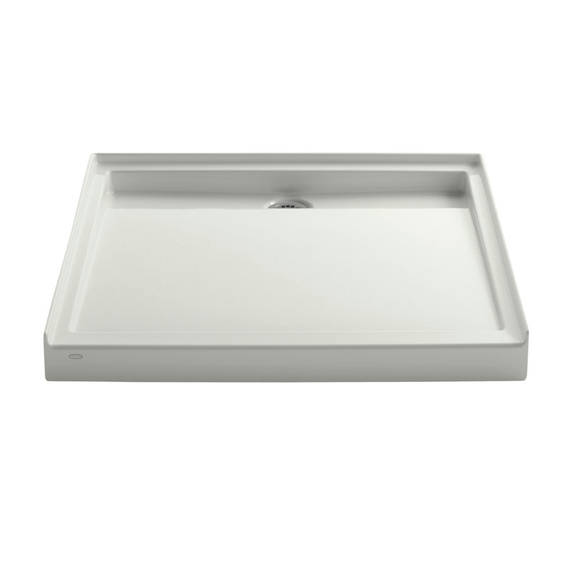 Groove 48" x 36" Single Threshold Rear Center Drain Shower Base, White, 48" W x 36" D