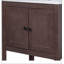 Lavabo de salle de bain élégant et moderne en céramique 24 po avec tablette ouverte et cadre en bois massif brun (OLD SKU: JL000004AAD-1)