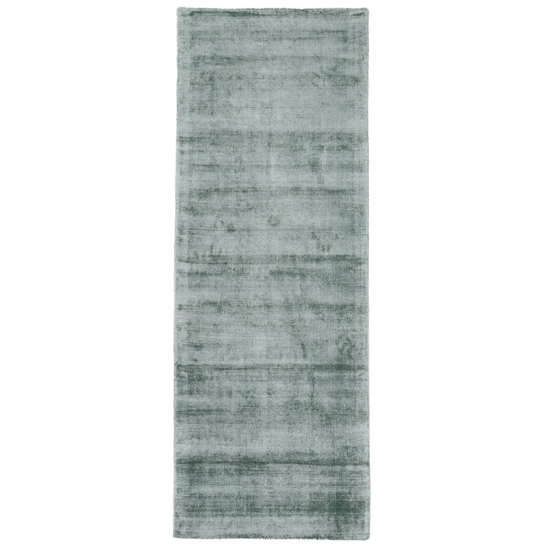 Ava Handmade Viscose Silky Solid Soft Dark Mint Rug, Runner 80 x 600cm