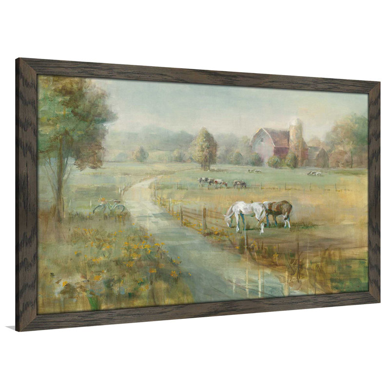 « tranquil farm », reproduction de peinture à l’acrylique, H 27,5 po x l 39,5 po x P 0,75 po