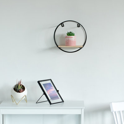 Calzacorto Circle Bamboo Solid Wood Floating Shelf