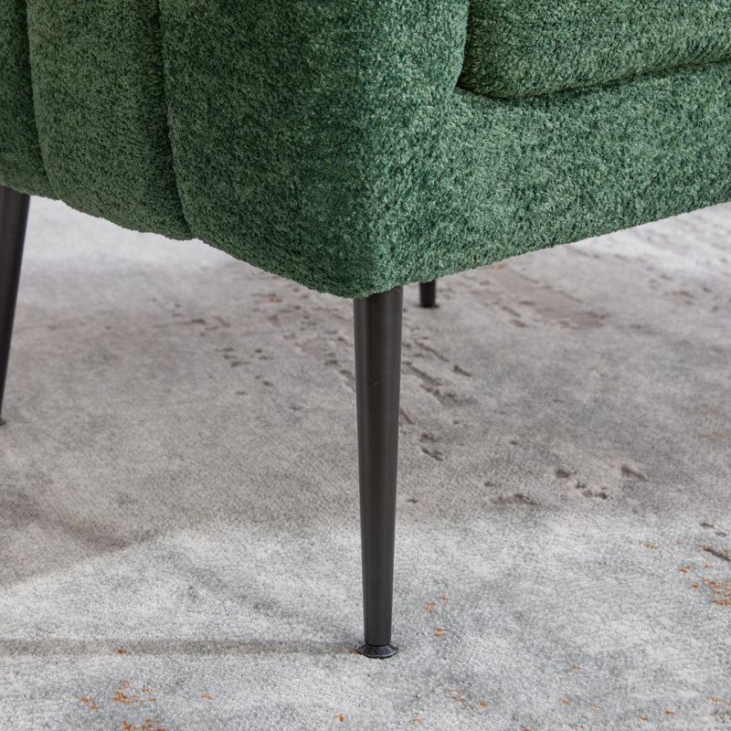 Fauteuil demi-tonneau capitonné avec pieds en métal, Vert