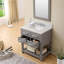 Ensemble de meuble-lavabo de comptoir en marbre blanc Carrara 24 po avec robinet Parmer-606096936-584143306