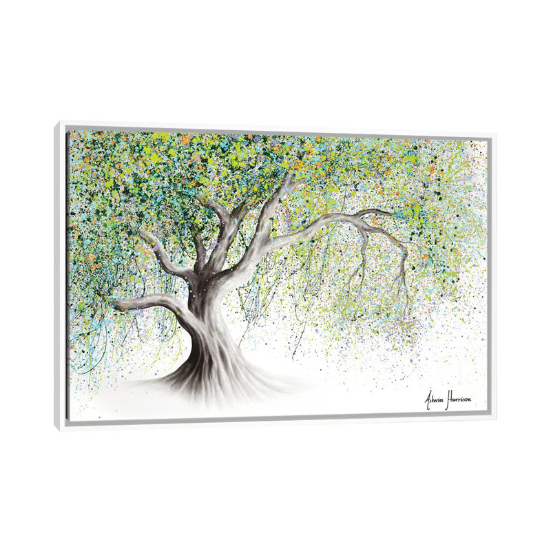 «Bright Memory Tree» par Ashvin Harrison - impression d'art graphique, Aucun mat, H 26 po x l 40 po x P 1,5 po, Cadre blanc