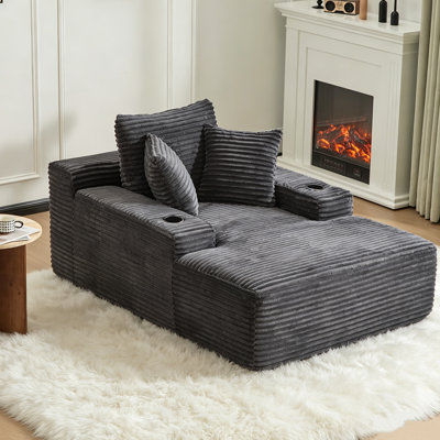 Chaise longue surdimensionnée rembourrée et désossée de 66,14 po avec coussin