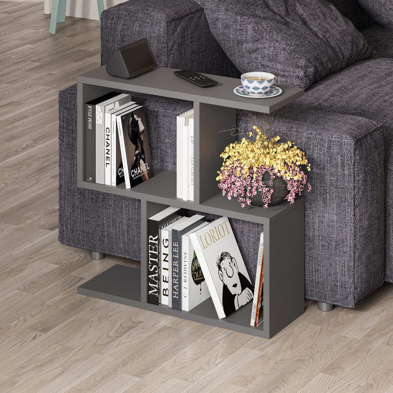 2 Tier Side Table with Storage, Anthracite