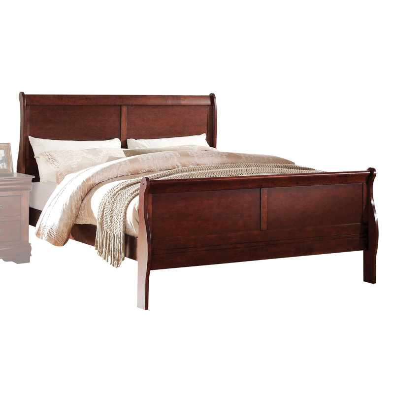 Lit simple avec finition cerisier et tiroir en bois de pin pour chambre à coucher supplémentaire, Cerisier