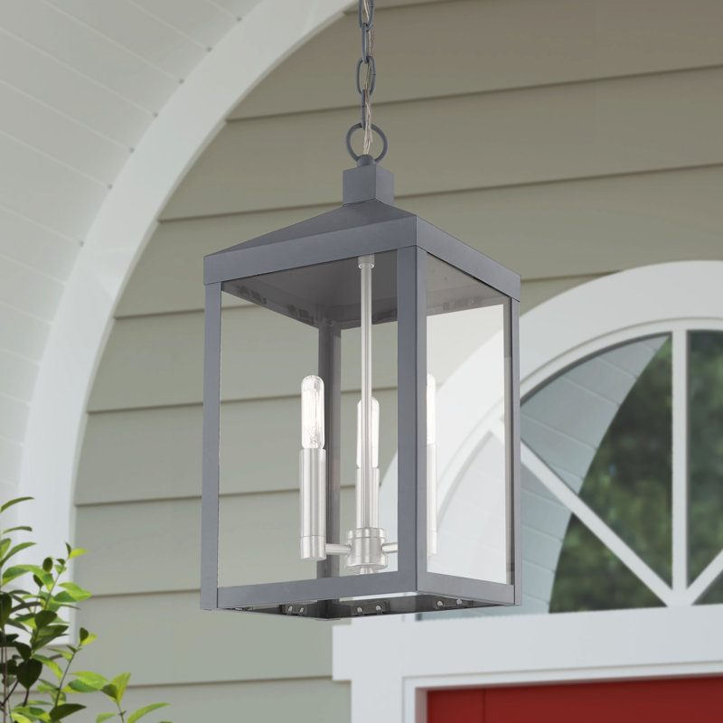 Lanterne suspendue d'extérieur à 3 lumières Inniss, Gris nordique, H 18,5 po x l 8,25 po x P 8,25 po