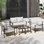 Ensemble de mobilier d'extérieur 5 pièces avec coussins en oléfine, 2 tables basses, ensemble de canapé en métal et causeuse