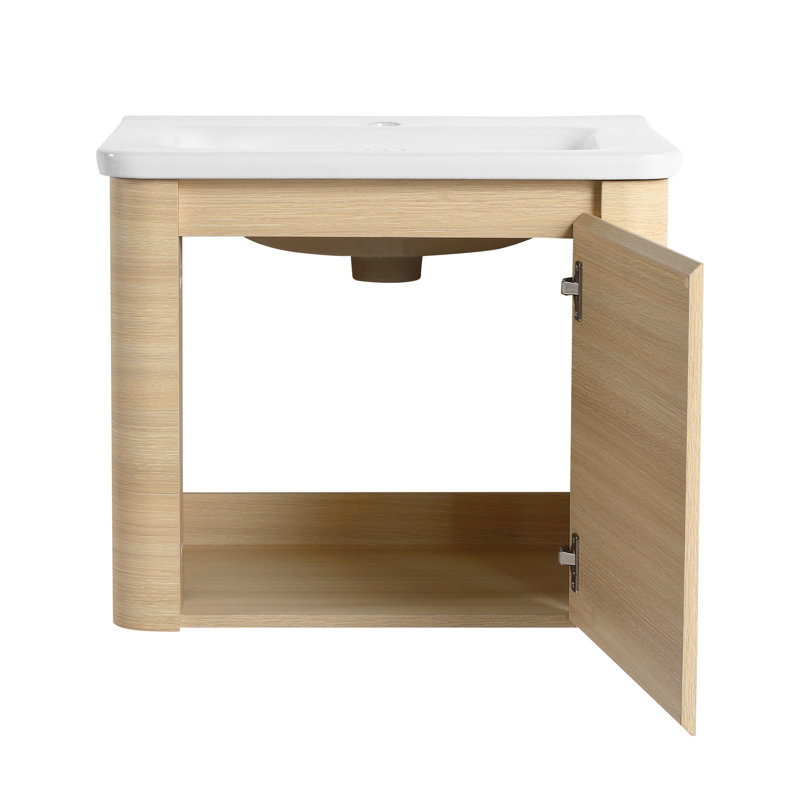 24''Single Bathroom Vanity With Ceramic Top, 24", Beige