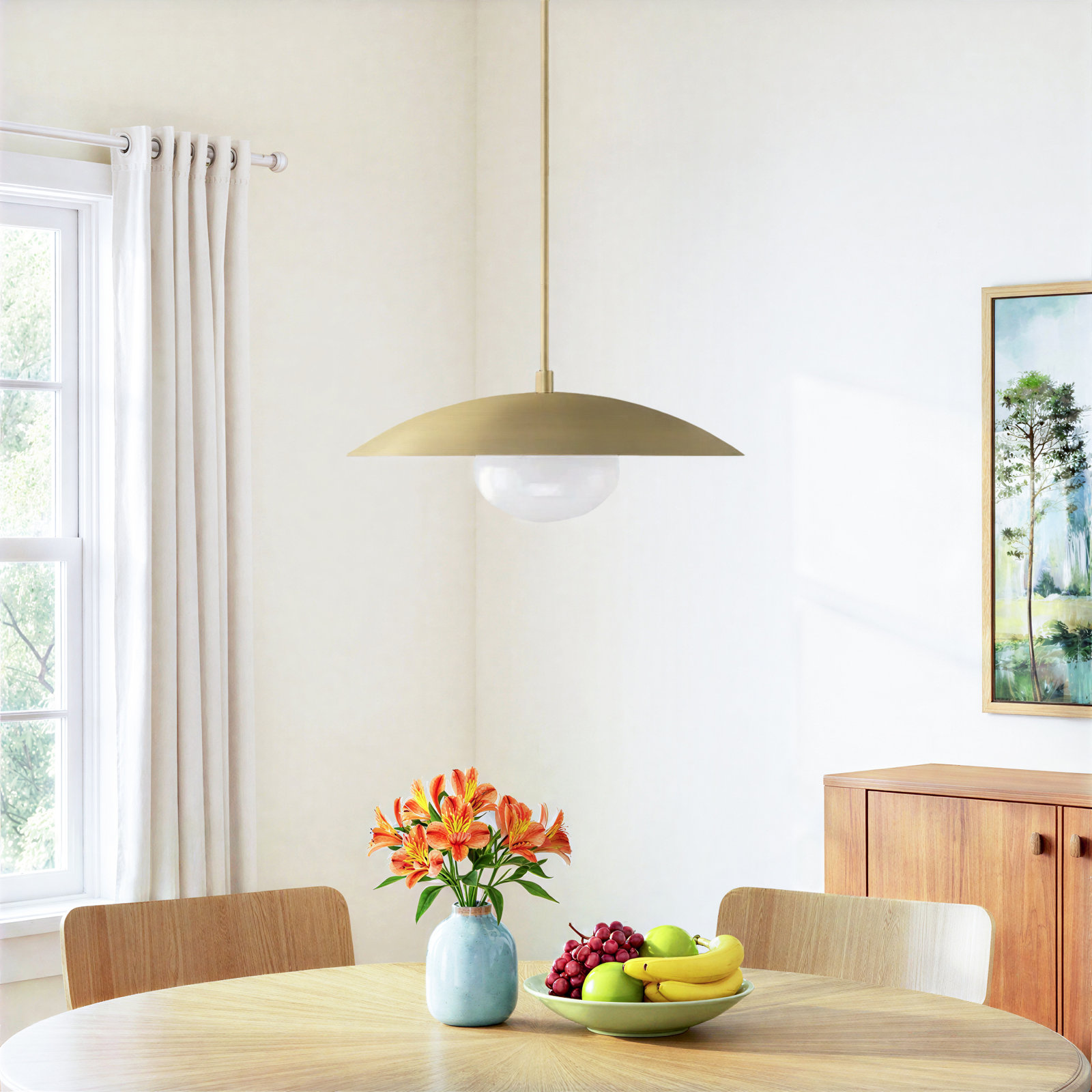Del Single Light Metal Dimmable Pendant, Brass
