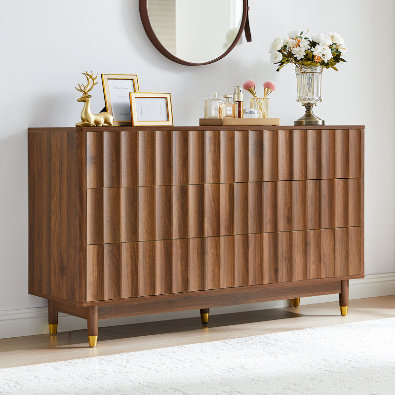 Commode double à 6 tiroirs Silvena (l 53,2 po), Brun, 6