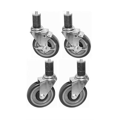 Casters 4" Rolling Wheel With Brakes (Set Of 4) - Wheels For Work Table And Equipment Stand