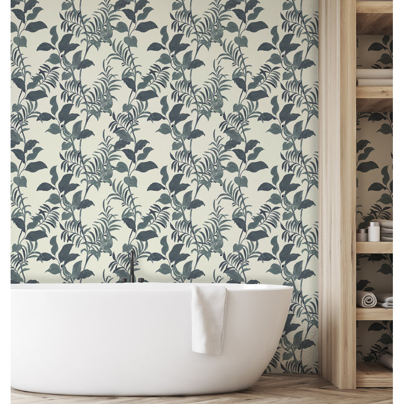 Paule Marrot Floral Wallpaper Double Roll, Gray/Off-White