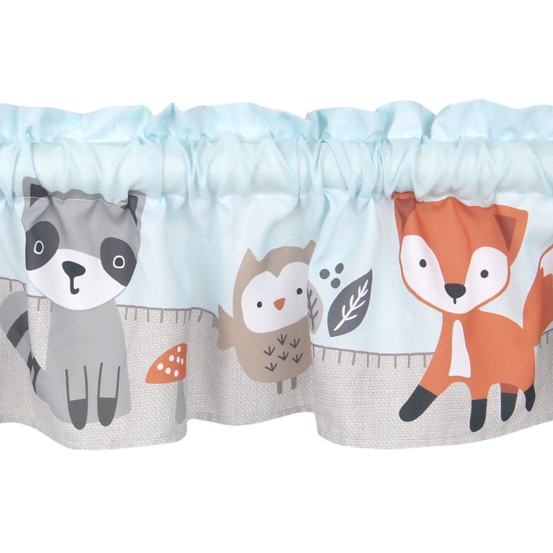 Mint and Gray Forest Animals Rod Pocket Window Valance