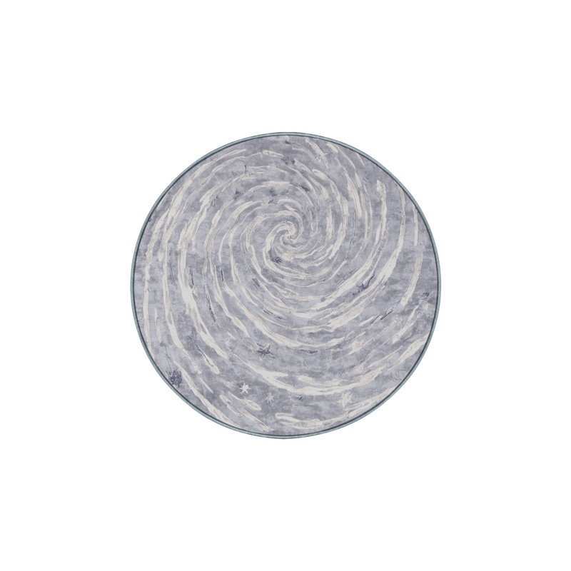 Machine Washable Blue Area Rug, Round 6'