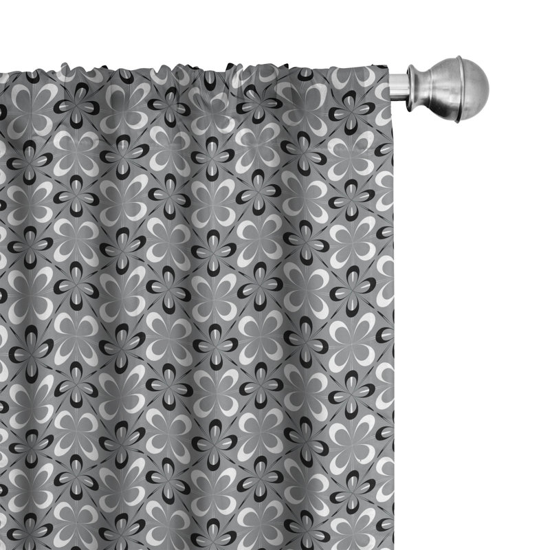 Rideaux 4 panneaux noirs et gris East Urban Home, L 56 po x L 63 po