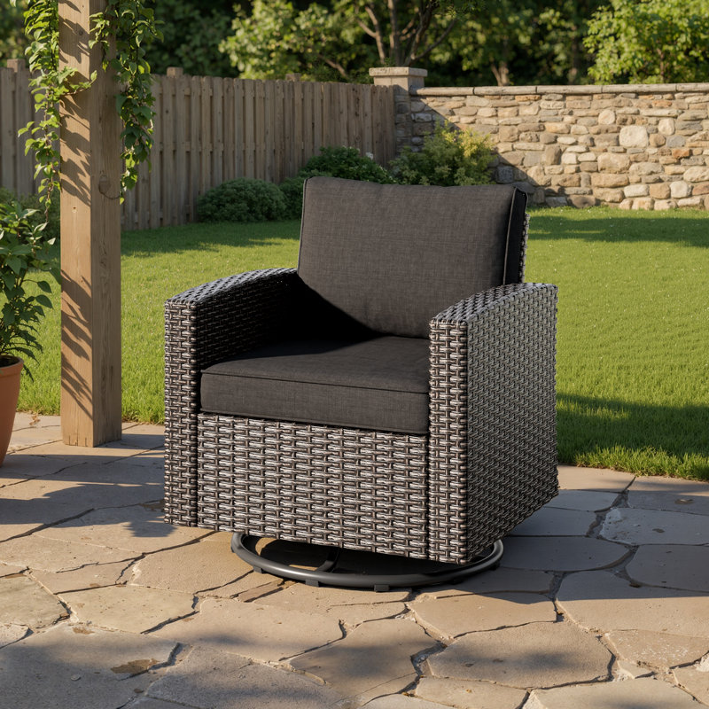Fauteuil pivotant Wicker, Gris foncé