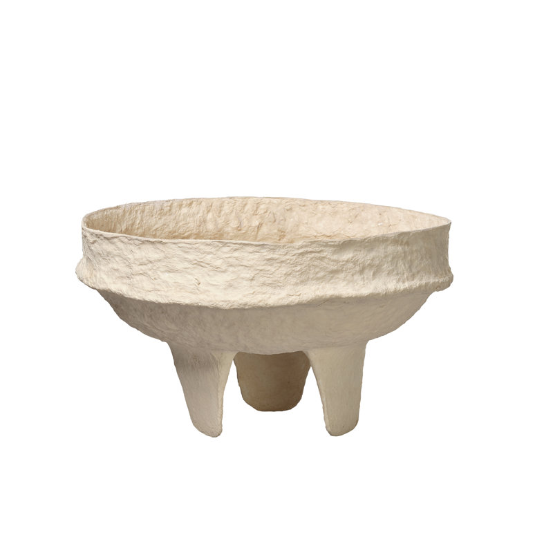 Cream Cotton Mache Decorative Bowl with Sculptural Design