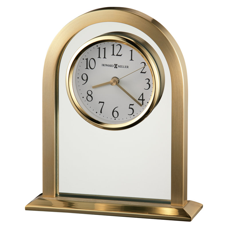 Modern & Contemporary Analogue Metal Quartz Movement / Crystal Tabletop Clock in Brushed Polished Brass