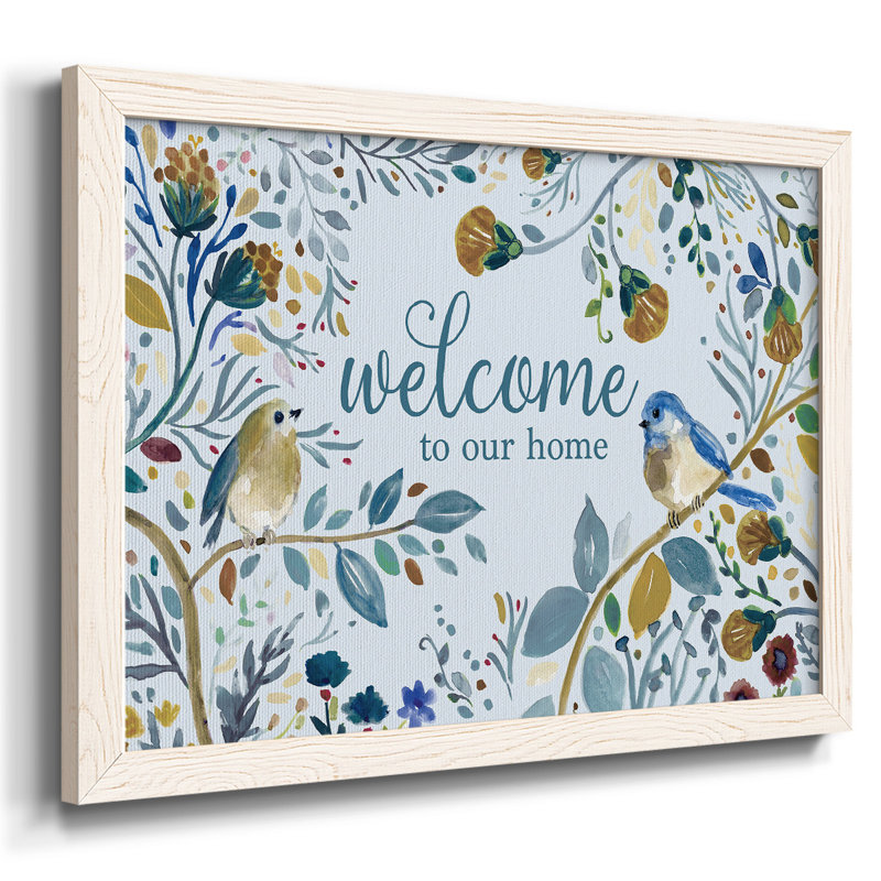 Welcome to our home, reproduction d'art sur toile, H 26 po x l 38 po x P 1,5 po, Blanc