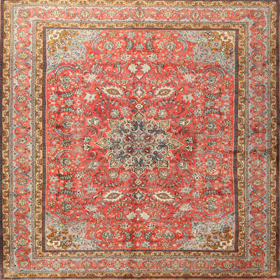 Tapis oriental en laine rouge / beige