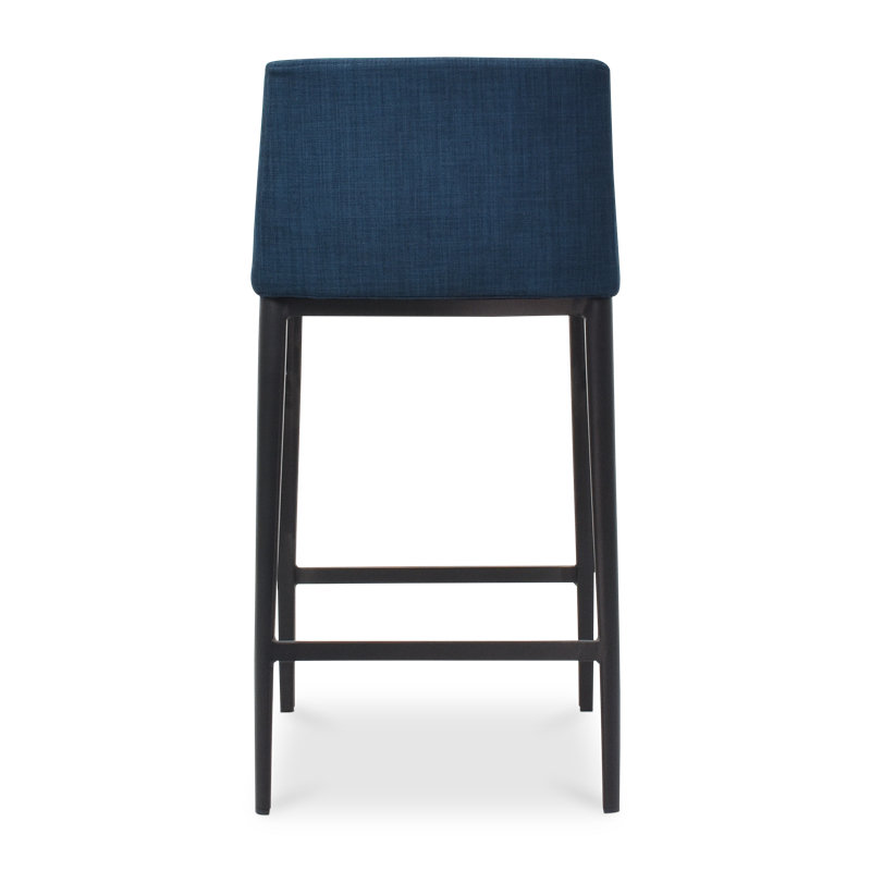 Baron Upholstered Stool with Metal Frame, Counter Stool (25.5” Seat Height), Blue