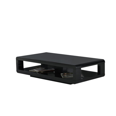 48" Modern Haven Coffee Table with Shelf, Black