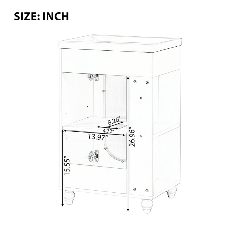 20" Bathroom Vanity With Sink, Bathroom Vanity Cabinet With Two-Tier Shelf, Adjustable Shelf, Solid Wood And MDF