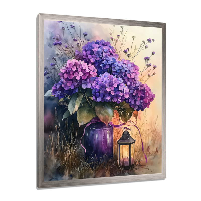 Mildred - Art mural sur toile à motif floral, Reproduction encadrée d'une seule photo, Argent argent, H 20 po x l 12 po