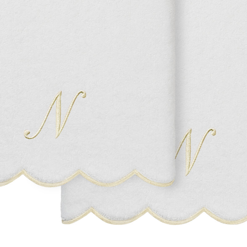  Ensemble de serviettes de bain personnalisables 100% coton turque ADORNIA 2PC, N, Blanc / beige