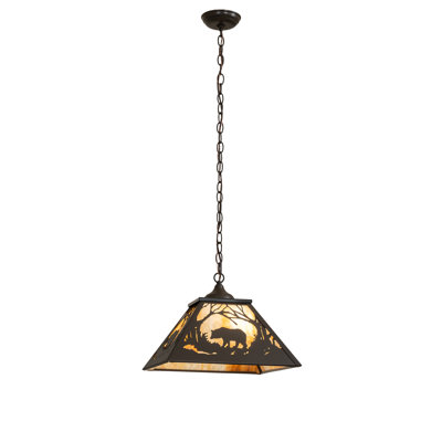 Luminaire suspendu carré 16 po Bear at Dawn
