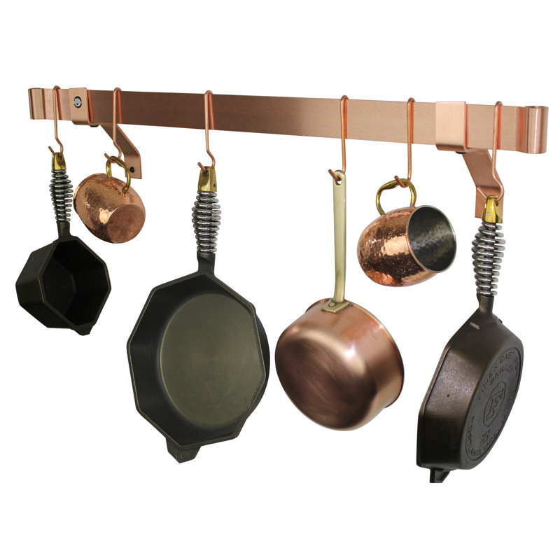 Handcrafted 36" Rolled End Bar, 4" Wall Brackets & 6 Hooks