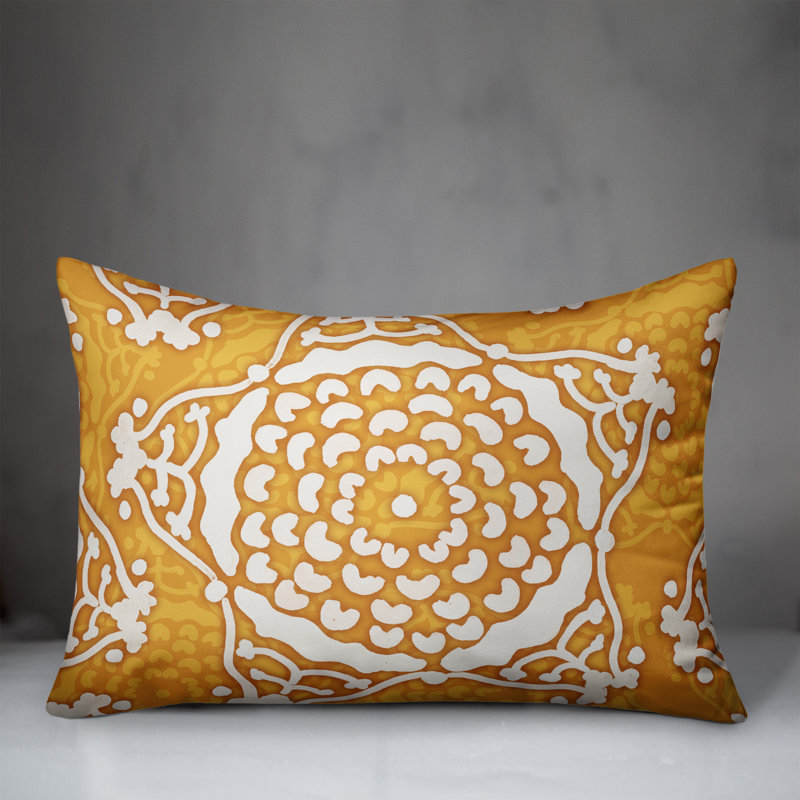 Outdoor Reversible Throw Pillow, Yellow, Floral 4
