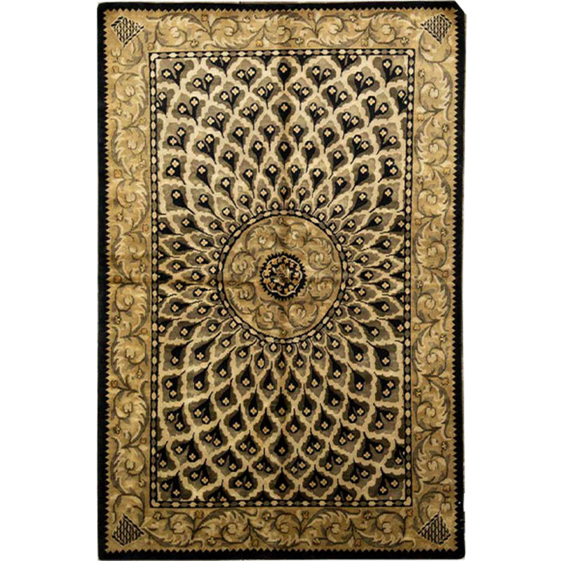 Tapis doré et doré de haute qualité noué à la main