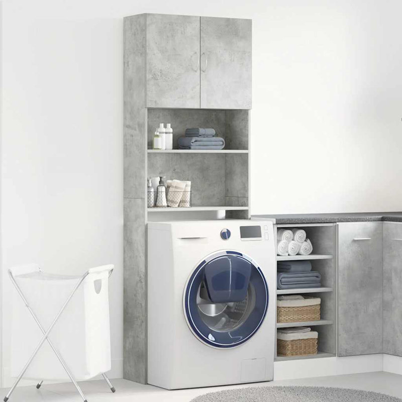 Engineered Wood Freestanding Bathroom Cabinet, Concrete Grey