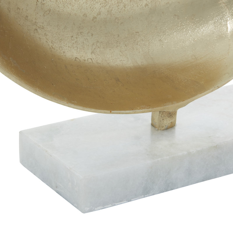 Gold Aluminum Geometric Sculpture with Marble Base, 15" x 17"