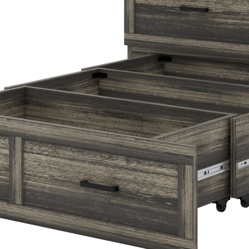 Armoire lit escamotable Murphy avec station de charge, lit plateforme pliable multifonctionnel avec 1 grand tiroir de rangement