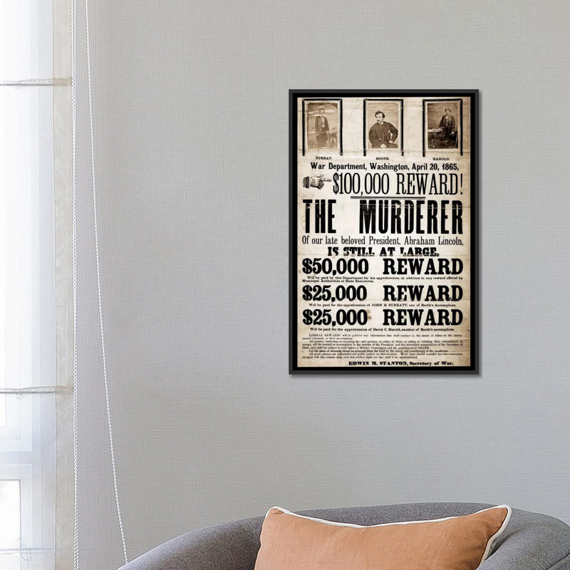 Art textuel sur toile, "dead or alive-murderer recherché" Mugshot, H 26 po x l 18 po x P 1,5 po, Toile avec cadre noir