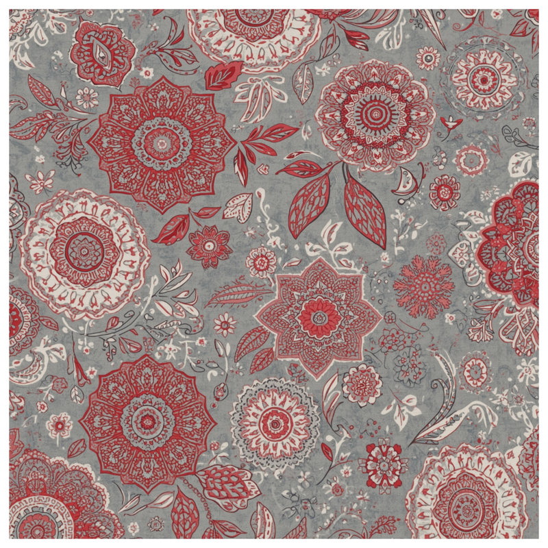 Coussins décoratifs rouges et gris à motif floral, 18 x 18 pouces