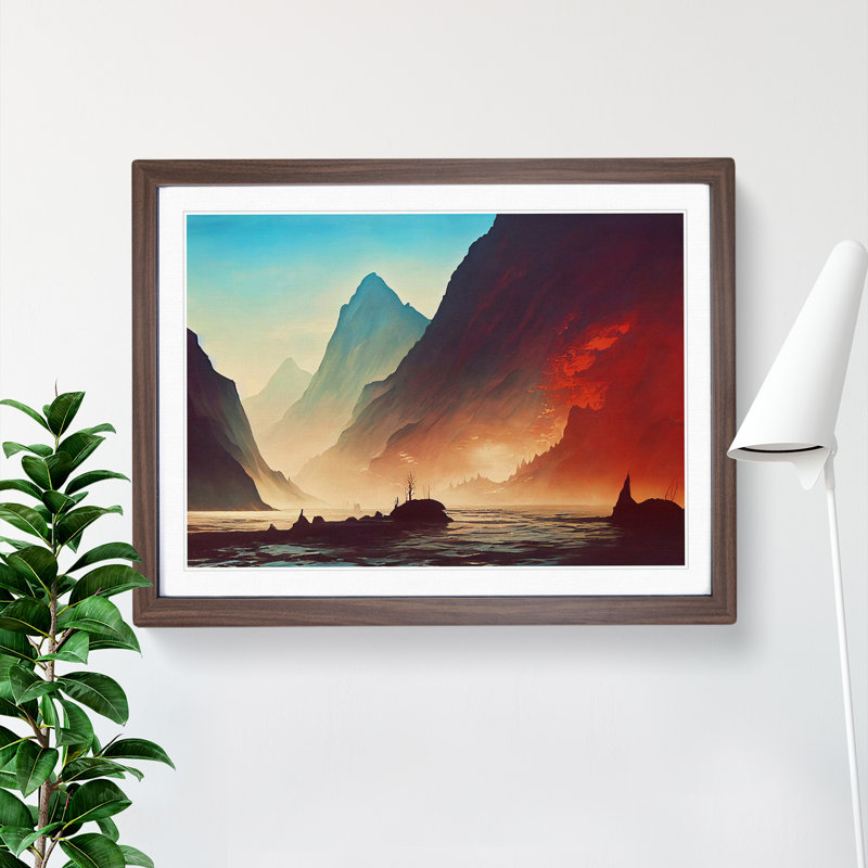 Mountain River Vol.2 - Framed Print, 34cm H x 46cm W x 2cm D, Brown Framed