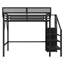 Metal Twin Loft Bed with Built-in Storage Shelves and Wardrobe Staircase