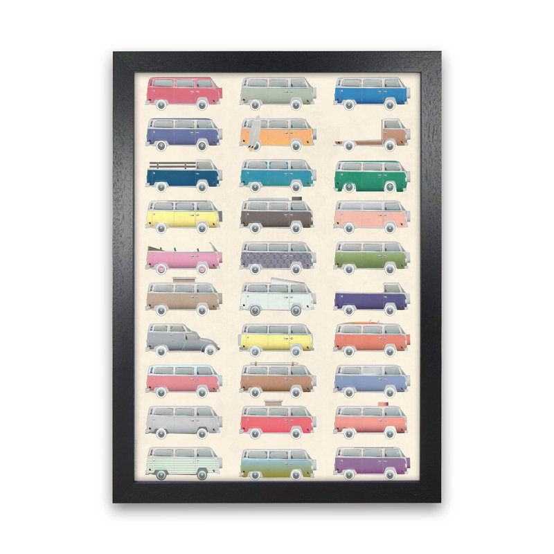 Camper 1 Piece Wall Art, 84cm H x 60cm W x 3cm D, Black Framed