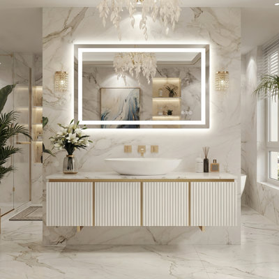Lunara ETL Certified Front Light and Backlit LED Anti-Fog Bathroom Vanity Mirror 5mm Premium Tempered Glass
