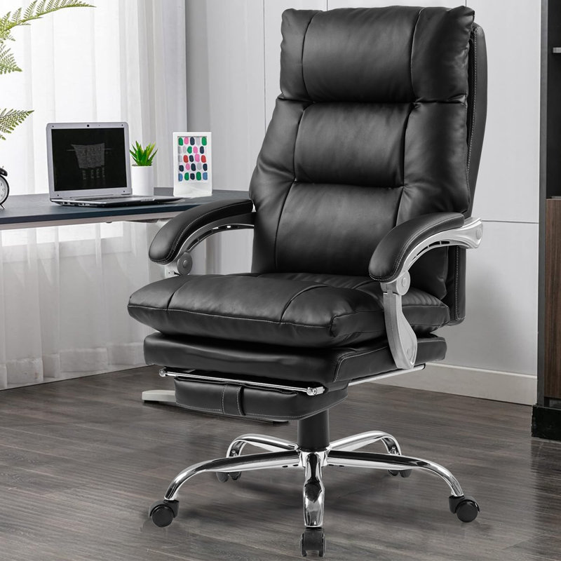 Winston Porter Tavare Cotton Executive Chair, Black