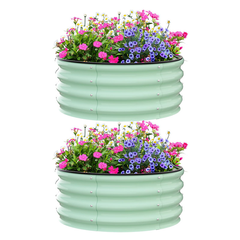 Raised Garden Bed,Galvanized Raised Bed,Garden Boxes Outdoor,Open-Ended Base Galvanized Planter,Planter Raised Boxes,Metal Garden Box for Vegetables, Flowers,Rubber Edge, Planter Garden Boxes Outdoor