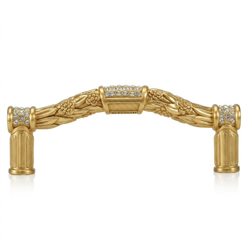 3-1/2” C TO C NANTUCKET PULL; CLEAR CRYSTAL BURNISH SILVER FINISH, Satin Gold